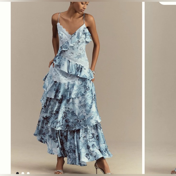 Anthropologie Dresses & Skirts - Anthropologie BHLDN Elora Sleeveless V-Neck Ruffle Lace Maxi Dress size 8
